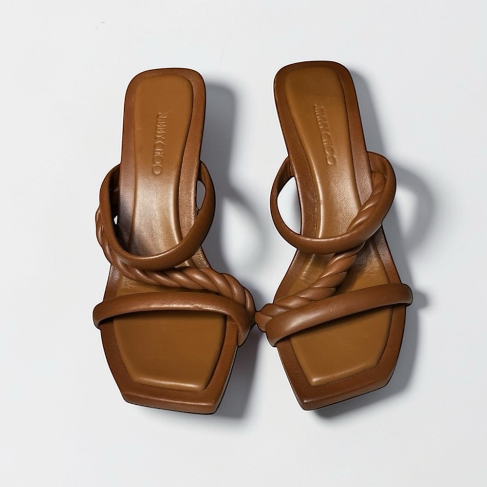 🌻NEW Jimmy Choo Diosa Brown Leather Sandals SPLIT-SIZE 8 -8.5 >> PLEASE READ